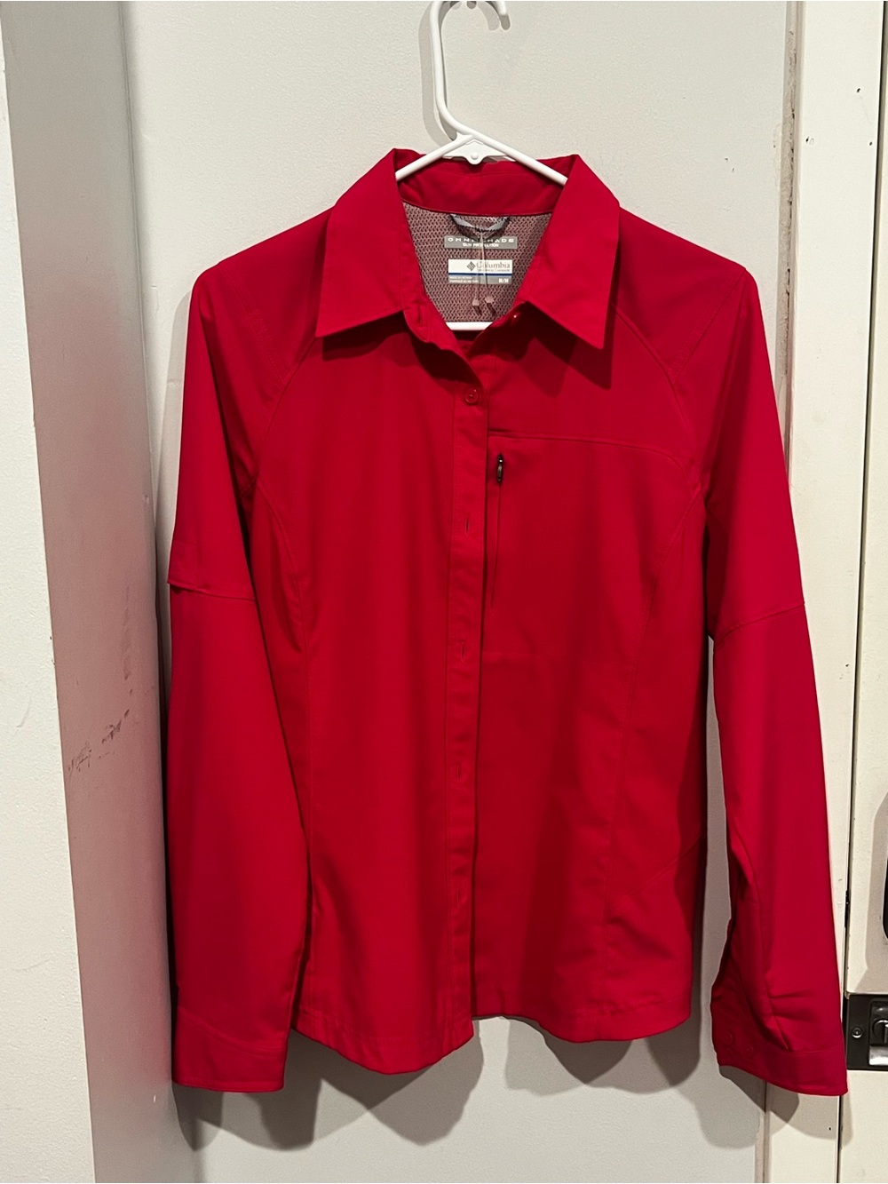 Columbia OMNI-SHADE SUN PROTECTION Pink Long Sleeve Button Down sport Shirt